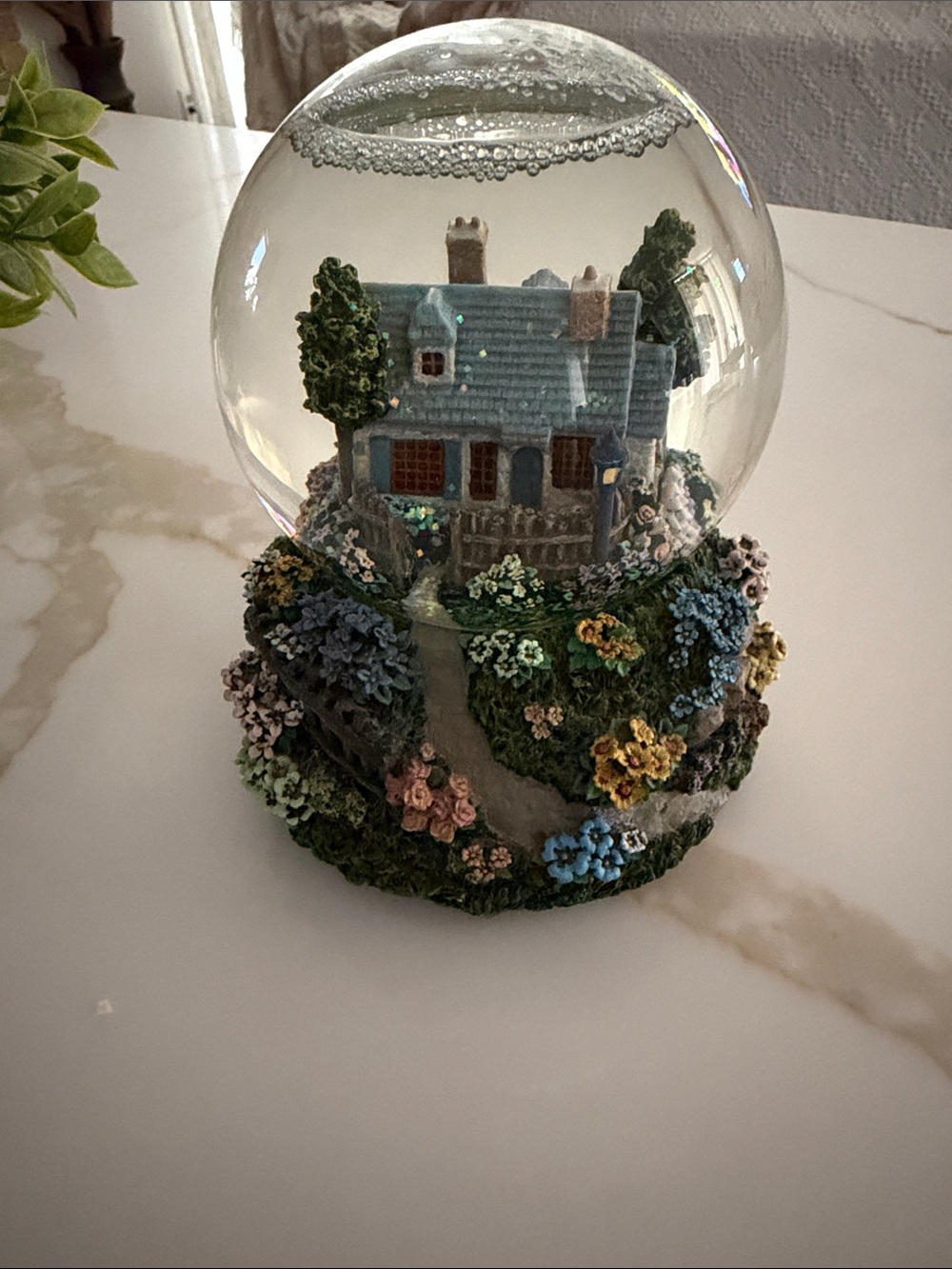 Decorative Blue Cottage Snow Globe - Brand Unspecified